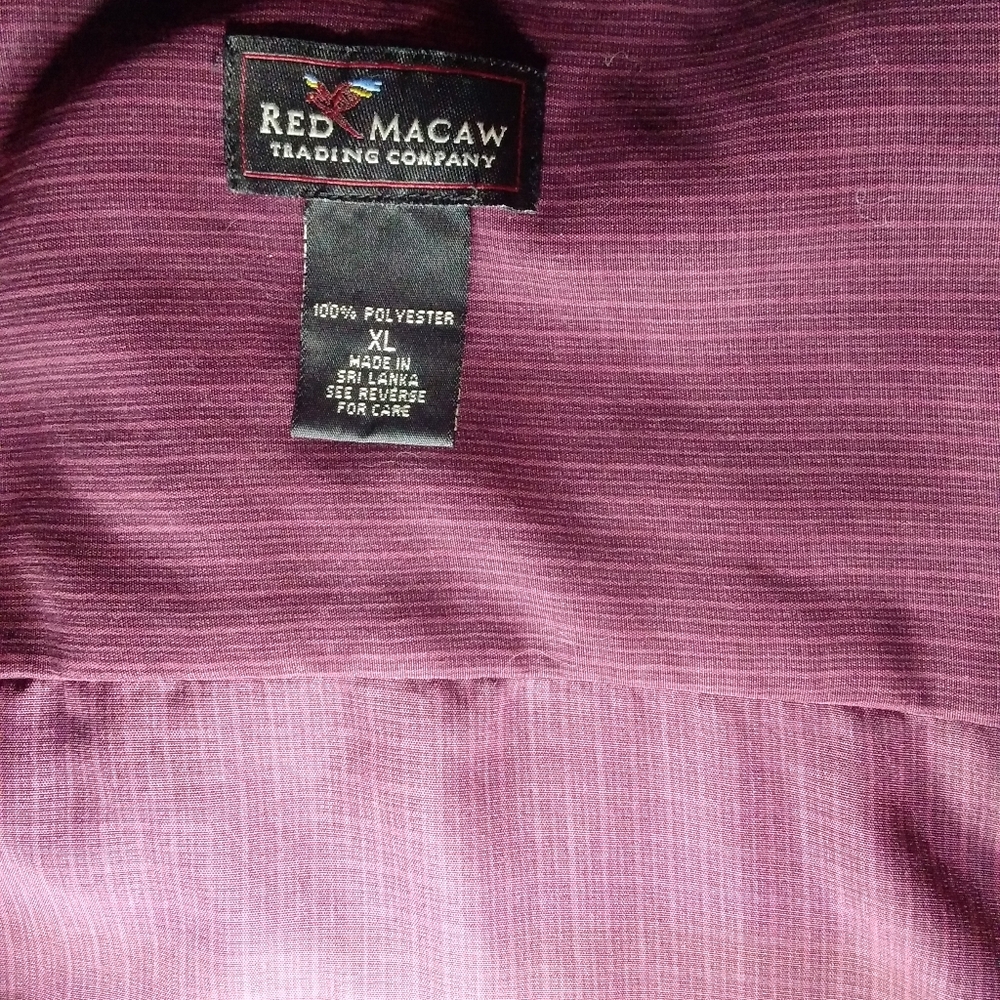 RED Macaw Men's casual button up shirt XL Deep red Front pocket with but… - Picture 3 of 11